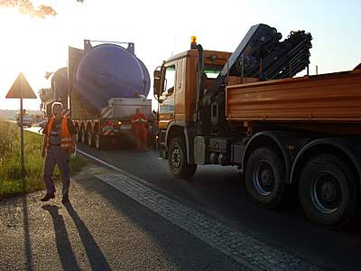 Schwertransport am Ostritzer Berg